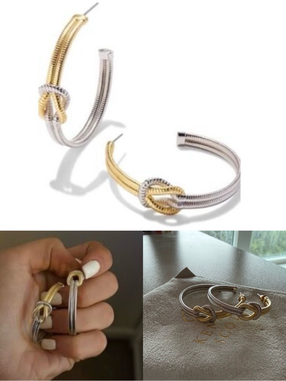 Kendra Scott Two-Tone Knot Hoop Earrings - Gold & Silver